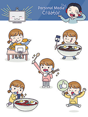 여자 스티커 일러스트 수저 사람 여러명 성인 스마트폰 컴퓨터 세트 치킨 짜장면 즐거움 방송 이모티콘 인터넷방송 크리에이터 1인미디어 먹방 국내일러스트 AI파일 직업 식기 감정 다수 전자제품 핸드폰 스마트기기 중식 닭고기요리 파일형식 벡터