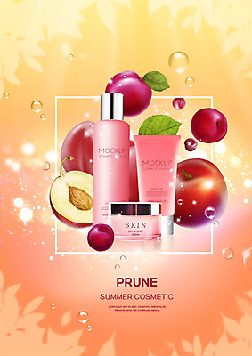 PSD 편집이미지 나뭇잎 사람없음 여름 뷰티 사각형 주황색 화장품 촉촉함 물방울 상큼 스킨케어 자두 보습 싱그러움 천연화장품 이미지편집 도형 계절 컬러 잎 과일 젖음 파일형식