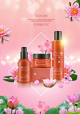 PSD 편집이미지 분홍색 나뭇잎 연꽃 사람없음 여름 빛 뷰티 깨끗함 화장품 신비 마름모 스킨케어 보습 천연화장품 이미지편집 도형 계절 꽃 컬러 컨셉 잎 파일형식