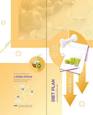PSD 템플릿 표지디자인 북디자인 출판디자인 표지 화살표 리플렛 다이어트 채소 2단접지 북커버 과일 건강 키위 팜플렛 사람없음 주황색 아령 원형 청포도 약도 디톡스 이미지템플릿 도형 컬러 지도 포도 파일형식