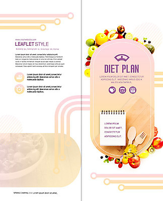 PSD 템플릿 표지디자인 북디자인 출판디자인 표지 리플렛 포크 다이어트 채소 2단접지 북커버 과일 건강 팜플렛 사람없음 숟가락 주황색 샐러드 디톡스 이미지템플릿 식기 음식 컬러 수저 파일형식