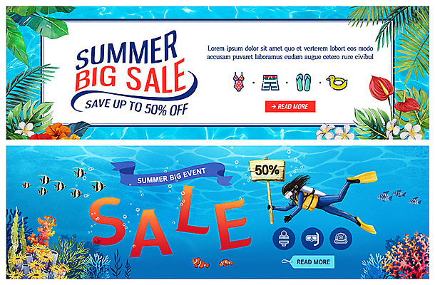 PSD 템플릿 배너 여자 꽃 ZIP 바다 웹템플릿 잎 여러마리 어류 한명 이벤트 여름 파란색 여름휴가 바캉스 세일 바닷속 즐거움 스쿠버다이빙 야자수잎 빅세일 이벤트배너 웹배너 빅배너 이미지템플릿 식물 1 계절 감정 컬러 다수 휴가 사람 수중 수중동물 수상스포츠 파일형식 여름_계절