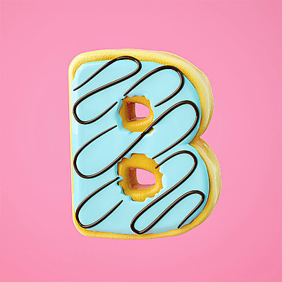 PSD 편집이미지 알파벳 영어 분홍색 백그라운드 텍스트 대문자 디저트 타이포그라피 사람없음 한개 3D소스 3D 도넛 B 디지털합성 오브젝트 편집소스 편집3D 문자 1 음식 컬러 파일형식