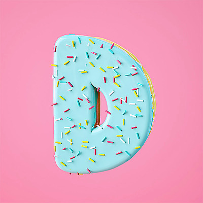 PSD 편집이미지 알파벳 영어 분홍색 백그라운드 텍스트 대문자 디저트 타이포그라피 사람없음 한개 3D소스 3D 도넛 디지털합성 오브젝트 D 편집소스 편집3D 문자 1 음식 컬러 파일형식