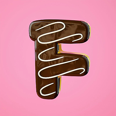 PSD 편집이미지 알파벳 영어 분홍색 백그라운드 텍스트 대문자 디저트 타이포그라피 사람없음 한개 3D소스 3D 도넛 디지털합성 오브젝트 F 편집소스 편집3D 문자 1 음식 컬러 파일형식