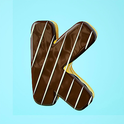 PSD 편집이미지 알파벳 영어 하늘색 백그라운드 텍스트 대문자 디저트 타이포그라피 사람없음 한개 3D소스 3D 도넛 디지털합성 오브젝트 K 편집소스 편집3D 문자 1 음식 파란색 파일형식