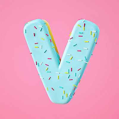 PSD 편집이미지 알파벳 영어 분홍색 백그라운드 텍스트 대문자 디저트 타이포그라피 사람없음 한개 3D소스 3D 도넛 디지털합성 오브젝트 V 편집소스 편집3D 문자 1 음식 컬러 파일형식