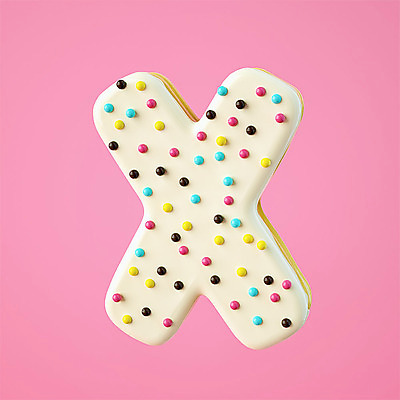 PSD 편집이미지 알파벳 영어 분홍색 백그라운드 텍스트 대문자 디저트 타이포그라피 사람없음 한개 3D소스 3D 금지 도넛 X 디지털합성 오브젝트 아니오 편집소스 편집3D 문자 1 음식 컬러 파일형식