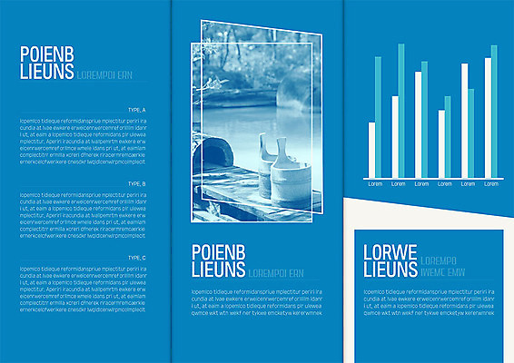 템플릿 표지디자인 북디자인 출판디자인 내지 리플렛 북커버 3단접지 그래프 팜플렛 사람없음 파란색 세트 축제 온천 바가지 이미지템플릿 AI파일 컬러 스파 파일형식 벡터