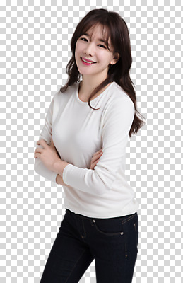 편집이미지 우먼라이프 여자 한명 서기 미소 상반신 성인 앞모습 30대 팔짱 한국인 PNG 싱글라이프 편집소스 1 라이프스타일 뷰포인트 모션 표정 사람 동양인 장년 파일형식