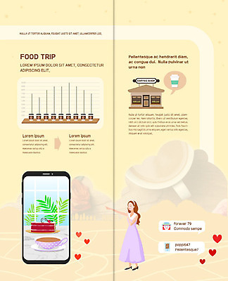 PSD 템플릿 표지디자인 북디자인 출판디자인 여자 내지 커피 리플렛 여행 2단접지 북커버 디저트 한명 팜플렛 스마트폰 노란색 하트 약도 이미지템플릿 모양 1 음료 음식 컬러 지도 사람 핸드폰 스마트기기 파일형식