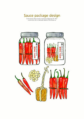 PSD 일러스트 고추 수채화 콩 사람없음 용기 고추장 소스 패키지 메주 메주콩 태양초 포장용기 국내일러스트 그릇 채소 곡류 양념 포장재료 파일형식
