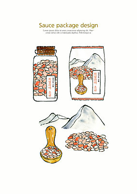 PSD 일러스트 수채화 사람없음 용기 소스 소금 패키지 나무스푼 포장용기 히말라야 국내일러스트 그릇 양념 나무숟가락 포장재료 파일형식 산맥