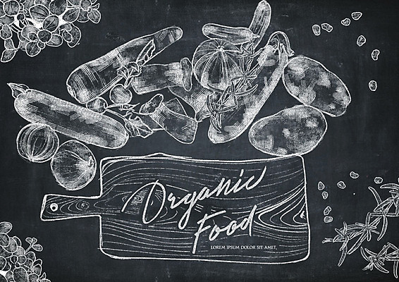 PSD 영어 화분 채소 일러스트 호박 감자 도마 타이포그라피 사람없음 칠판 버섯 허브 초크 유기농 초크일러스트 초크아트 드로잉 국내일러스트 식물 문자 웰빙 주방용품 미술 그림 파일형식