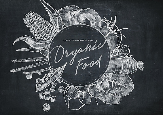 PSD 영어 토마토 채소 일러스트 콩 옥수수 타이포그라피 사람없음 칠판 당근 무 초크 유기농 아스파라거스 초크일러스트 초크아트 드로잉 국내일러스트 문자 웰빙 곡류 뿌리채소 미술 그림 파일형식