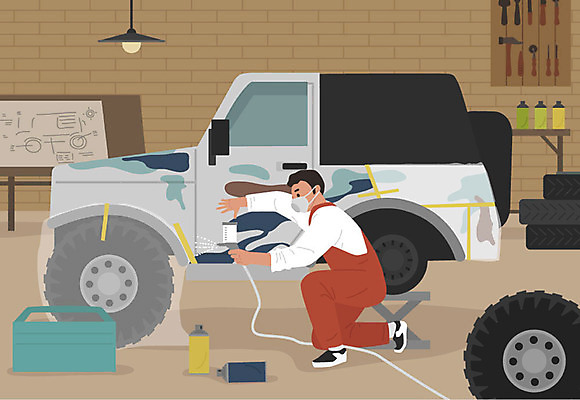 남자 일러스트 자동차 마스크 한명 사람 성인 취미 갈색 페인트 공구 즐거움 리폼 차고 성인남자한명만 워라밸 국내일러스트 AI파일 1 감정 육상교통 컬러 도구 신조어 남자한명만 성인남자만 파일형식 벡터