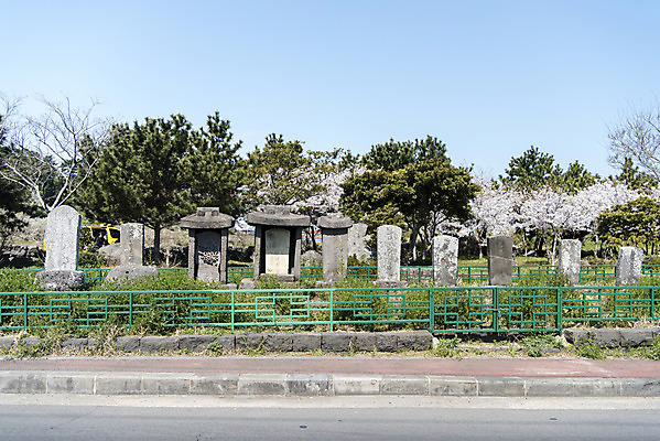 포토 JPG 주간 나무 여행 유적지 한국 풍경 사람없음 야외 관광지 제주도 맑음 봄 문화재 비석 제주도여행 공적비 화북비석거리 국내포토 자연요소 식물 계절 아시아 고건축 날씨 파일형식