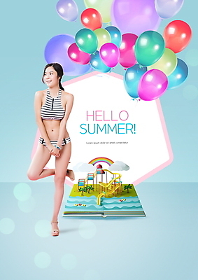 PSD 편집이미지 여자 수영복 한명 사람 20대 성인 앞모습 여름 파란색 여름휴가 바캉스 쇼핑 비키니 세일 한국인 시원함 풍선 워터파크 성인여자한명만 여름쇼핑 이미지편집 1 옷 계절 뷰포인트 컬러 휴가 수영장 동양인 청년 여자한명만 성인여자만 파일형식 여름_계절