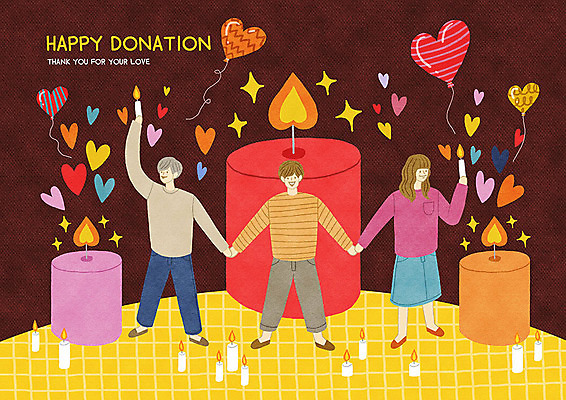 PSD 여자 할아버지 남자 행복 일러스트 촛불 따뜻함 사랑 사람 성인 세명 반짝임 하트 봉사 즐거움 감사 사랑나눔 풍선 나눔 기부 성인만 국내일러스트 모양 노년 감정 초 모션 도움 파일형식