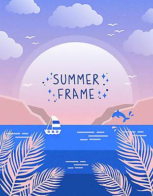 구름 바다 백그라운드 요트 일러스트 갈매기 휴가 프레임 사람없음 여름 여름휴가 바캉스 컬러풀 태양 돌고래 원형프레임 야자수잎 프레임일러스트 트로피컬아트 국내일러스트 AI파일 자연요소 계절 컬러 잎 배_교통 포유류 조류 수중동물 원형 그림 파일형식 벡터 여름_계절