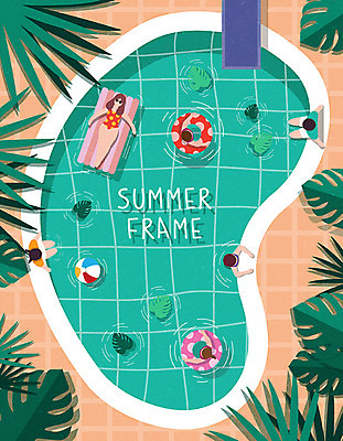 여자 남자 백그라운드 일러스트 휴가 프레임 수영장 여러명 여름 여름휴가 바캉스 컬러풀 비치볼 튜브 원형프레임 야자수잎 몬스테라 프레임일러스트 트로피컬아트 국내일러스트 AI파일 식물 계절 컬러 다수 잎 공 바캉스용품 사람 원형 그림 파일형식 벡터 여름_계절