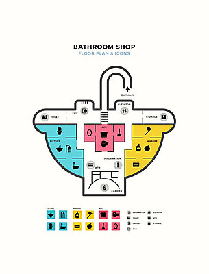 일러스트 안내 욕조 사람없음 수건 위생용품 컬러풀 상점 거울 칫솔 세면대 위치 비누 샤워기 변기 약도 뚫어뻥 바디워시 샤워볼 평면도 건물배치도 층별배치도 국내일러스트 AI파일 컬러 생활용품 지도 표지판 그림 파일형식 벡터