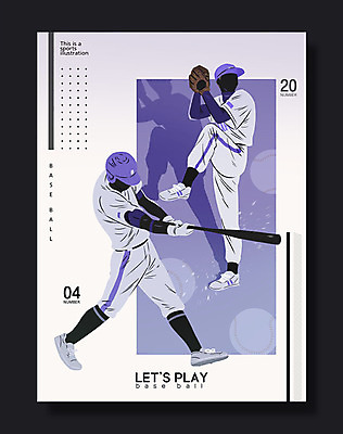 PSD 남자 포스터 스포츠 일러스트 운동선수 성인 취미 두명 운동복 운동 구기 보라색 야구 야구방망이 타자 야구글러브 자신감 스윙 야구공 열정 투수 와인드업 국내일러스트 투구모자 옷 감정 컬러 포즈 공 건강 사람 야구용품 글러브 야구선수 보호장비 파일형식