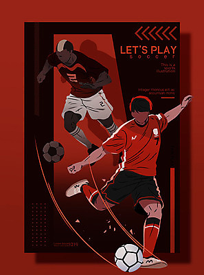 PSD 남자 포스터 스포츠 일러스트 축구공 축구선수 운동선수 성인 취미 두명 빨간색 운동복 운동 구기 축구 자신감 슛 열정 국내일러스트 옷 감정 컬러 공 축구용품 건강 사람 파일형식