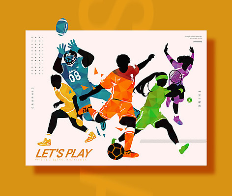 PSD 여자 남자 포스터 스포츠 일러스트 축구선수 운동선수 여러명 성인 취미 운동복 컬러풀 운동 자신감 슛 열정 럭비선수 배구선수 테니스선수 탁구선수 국내일러스트 옷 감정 컬러 다수 건강 사람 축구 테니스 배구 파일형식