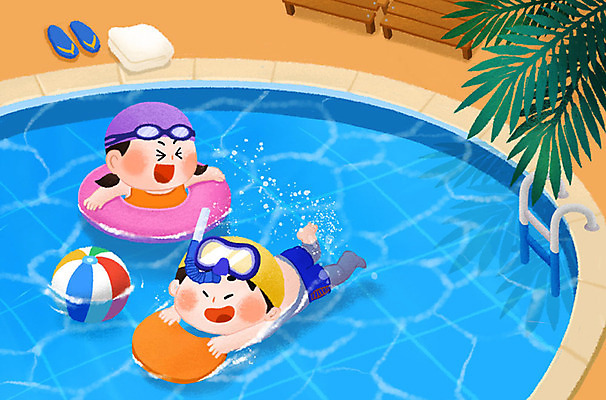 PSD 여자 남자 어린이 일러스트 물놀이 가족여행 수영장 여름방학 남매 소녀 소년 야외 두명 여름 파란색 친구 여름휴가 바캉스 야자수 귀여움 수영 비치볼 즐거움 선베드 수영모 튜브 천진난만 어린이만 여름배경 국내일러스트 나무 계절 감정 컬러 여행 백그라운드 컨셉 의자 공 가족 관계 놀이 방학 휴가 바캉스용품 사람 수상스포츠 수영용품 파일형식 여름_계절