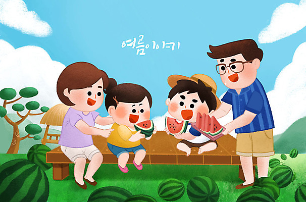 PSD 여자 남자 딸 행복 아들 어린이 여행 밭 일러스트 가족 하늘 엄마 여름음식 가족여행 수박 여름방학 남매 사람 소녀 소년 여러명 성인 야외 여름 파란색 여름휴가 바캉스 화목 자녀 가족라이프 아빠 즐거움 평상 썸머스토리 여름배경 제철과일 국내일러스트 라이프스타일 계절 감정 음식 컬러 다수 백그라운드 컨셉 농업 과일 관계 방학 휴가 제철 파일형식 여름_계절