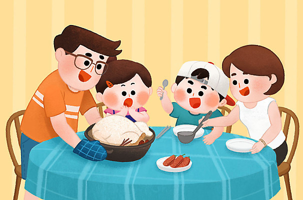 PSD 여자 남자 딸 행복 아들 어린이 의자 일러스트 가족 식탁 엄마 여름음식 실내 남매 사람 소녀 소년 여러명 성인 여름 화목 자녀 가족라이프 아빠 즐거움 보양식 삼계탕 중복 말복 초복 제철음식 삼복 국내일러스트 라이프스타일 계절 감정 음식 가구 다수 컨셉 관계 탁자 내부 복날 몸보신 제철 파일형식 여름_계절