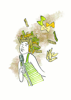 PSD 헤어스타일 여자 패션 일러스트 노래 수채화 파스타 한명 성인 컬러풀 마이크 번짐 마카로니 펜네 스타일 성인여자한명만 국내일러스트 1 음악 컬러 음향기기 서양음식 사람 파스타면 여자한명만 성인여자만 파일형식 효과