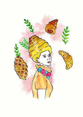 PSD 헤어스타일 여자 패션 일러스트 수채화 한명 성인 컬러풀 크루아상 번짐 와플 크림빵 스타일 성인여자한명만 국내일러스트 1 빵 컬러 디저트 사람 여자한명만 성인여자만 파일형식 효과