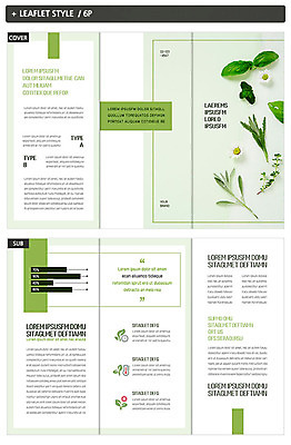 식물 템플릿 표지디자인 표지 꽃 ZIP 내지 리플렛 잎 3단접지 팜플렛 사람없음 초록색 연두색 약초 허브 인디자인 INDD 이미지템플릿 컬러 풀_식물 파일형식