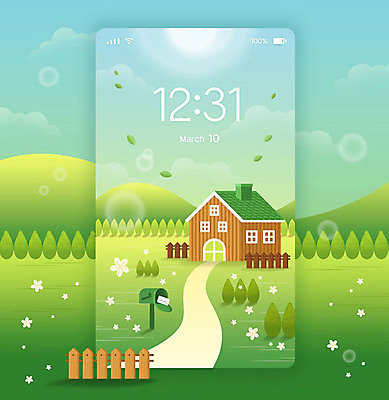 PSD 행복 시계 여행 백그라운드 일러스트 자연 모바일 나뭇잎 주택 따뜻함 풍경 사람없음 연두색 울타리 봄 자유 우체통 시간 편안함 우편물 언덕 감성 욜로라이프 봄배경 국내일러스트 라이프스타일 계절 감정 컨셉 잎 건물 초록색 담장 감각 생태계 파일형식