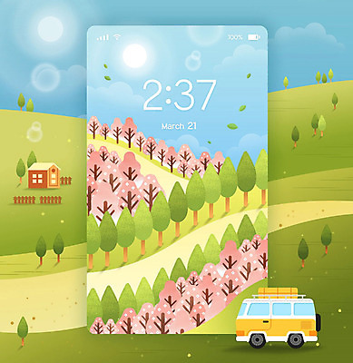 PSD 나무 행복 시계 여행 하늘색 백그라운드 일러스트 자연 모바일 주택 따뜻함 풍경 사람없음 초록색 봄 자유 시간 편안함 언덕 감성 캠핑카 욜로라이프 봄배경 국내일러스트 식물 라이프스타일 계절 감정 컬러 컨셉 자동차 건물 파란색 감각 생태계 파일형식