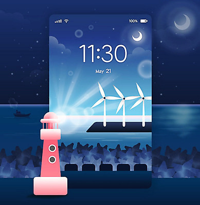 PSD 행복 바다 시계 여행 백그라운드 일러스트 자연 모바일 등대 따뜻함 풍경 사람없음 빛 봄 자유 시간 풍력에너지 초승달 편안함 남색 방파제 감성 욜로라이프 클래식블루 봄배경 국내일러스트 라이프스타일 계절 공공시설 감정 컬러 컨셉 파란색 달 감각 그린에너지 생태계 파일형식 트랜드컬러