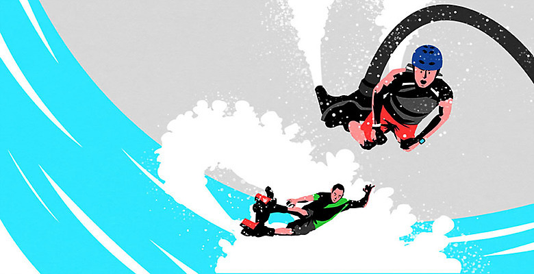 PSD 남자 바다 일러스트 휴가 사람 성인 두명 여름 레포츠 파란색 여름휴가 바캉스 수상스포츠 즐거움 성인남자만 국내일러스트 계절 감정 스포츠 컬러 레저 남자만 성인만 파일형식 여름_계절