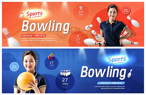 PSD 템플릿 배너 여자 ZIP 스포츠 웹템플릿 이벤트 20대 성인 두명 파란색 주황색 한국인 볼링 볼링공 이벤트배너 웹배너 성인여자만 빅배너 이미지템플릿 컬러 공 사람 동양인 청년 구기 볼링용품 여자만 성인만 파일형식