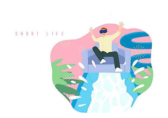 PSD 나무 남자 일러스트 한명 사람 소파 컬러풀 놀람 물방울 체험 놀이기구 신비 무서움 워터슬라이드 가상현실 성인남자한명만 오큘러스 VR기기 국내일러스트 식물 1 감정 컬러 컨셉 의자 표정 기계 남자한명만 성인남자만 파일형식