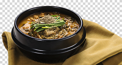 편집이미지 그릇 한식 음식 사람없음 식탁보 양념 뚝배기 부추 PNG 추어탕 편집소스 식기 채소 탕 파일형식