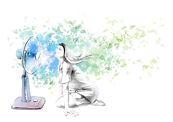 PSD 라이프스타일 여자 잎 일러스트 캘리그라피 바람 사람 성인 초록색 파란색 머리카락 환경 선풍기 시원함 에코 친환경 성인여자한명만 그린슈머 국내일러스트 자연요소 식물 컬러 날씨 생활 머리 가전제품 여자한명만 성인여자만 파일형식