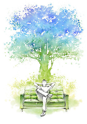 PSD 무료이미지 라이프스타일 남자 잎 일러스트 캘리그라피 휴식 한명 사람 성인 초록색 파란색 소파 환경 기댐 숲 에코 친환경 성인남자한명만 그린슈머 국내일러스트 식물 1 컬러 컨셉 의자 모션 생활 남자한명만 성인남자만 파일형식