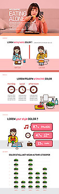 라이프스타일 여자 남자 분홍색 일러스트 그래프 여러명 20대 성인 스마트폰 식사 인포그래픽 한국인 성인만 혼족 국내일러스트 AI파일 컬러 다수 사람 동양인 청년 생활 핸드폰 스마트기기 싱글라이프 파일형식 벡터