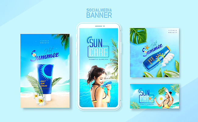 PSD 템플릿 여자 ZIP 웹템플릿 디자인시안 모바일 이벤트 성인 해변 두명 30대 파란색 스마트폰 세트 뷰티 화장품 한국인 어플리케이션 선크림 모바일템플릿 모바일웹 야자수잎 몬스테라 소셜네트워크 소셜미디어 웹배너 성인여자만 모바일앱 SNS배너 이미지템플릿 식물 배너 바다 컬러 잎 사람 동양인 장년 핸드폰 스마트기기 여자만 성인만 파일형식