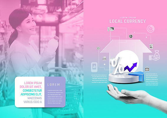 PSD 템플릿 표지디자인 북디자인 손 출판디자인 여자 화살표 내지 리플렛 분홍색 하늘색 북커버 미소 팜플렛 성인 두명 신체부위 30대 금융 경제 한국인 퍼센트 쿠폰 주부 상승 그라데이션 지역화폐 이미지템플릿 컬러 컨셉 돈 표정 사람 동양인 장년 파란색 특수기호 파일형식