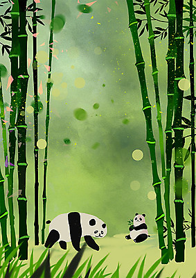 PSD 동물 두마리 일러스트 따뜻함 동물원 사람없음 초록색 귀여움 판다 대나무 대나무숲 국내일러스트 나무 컬러 컨셉 2 곰 숲 파일형식