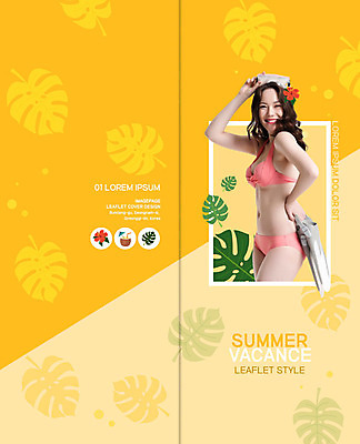 PSD 템플릿 표지디자인 북디자인 출판디자인 여자 표지 리플렛 2단접지 북커버 휴가 한명 팜플렛 20대 성인 여름 여름휴가 바캉스 비키니 노란색 한국인 오리발 야자수잎 몬스테라 성인여자한명만 트로피컬아트 이미지템플릿 식물 1 계절 수영복 컬러 잎 사람 동양인 청년 그림 여자한명만 성인여자만 파일형식 여름_계절