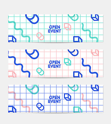 도형 배너 가로배너 패턴 곡선 일러스트 프레임 이벤트 사람없음 컬러풀 격자 기하학 입체도형 지오메트릭 배너세트 멤피스디자인 국내일러스트 AI파일 디자인 선 컬러 무늬 가로 세트 입체 파일형식 벡터